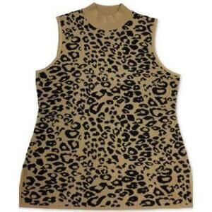 JM Collection Petite Animal-Print Jacquard Top Neutral Animal PP